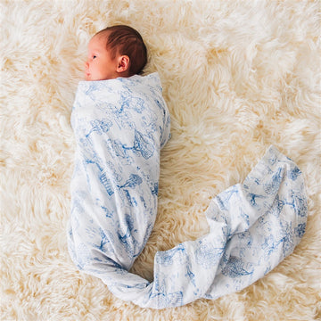 Swaddle Wrap Muslin Blue Flatout Bear Australia Adoreu Baby Shop Launceston Tasmania