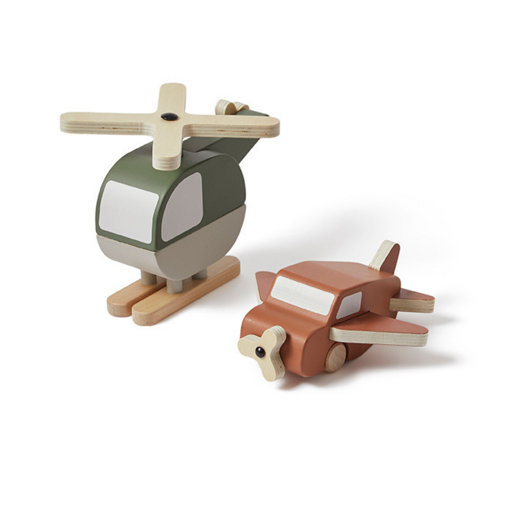 Wooden Helicopter and Plane Set Activity Toys by Flexa Adoreu Baby Shop Launcedston Tasmania Danish by Design