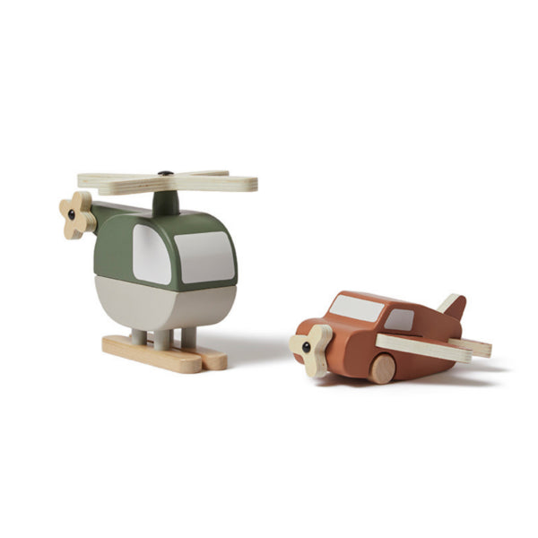 Wooden Helicopter and Plane Set Activity Toys by Flexa Adoreu Baby Shop Launcedston Tasmania Danish by Design