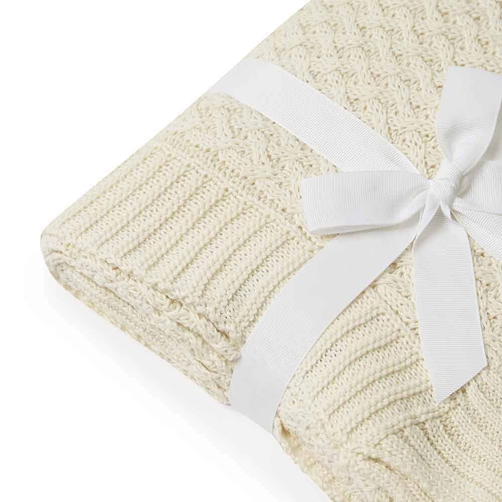Diamond Knit Organic Cotton Baby Blanket Cream Adoreu Baby Shop Launceston Tasmania Snuggle Hunny