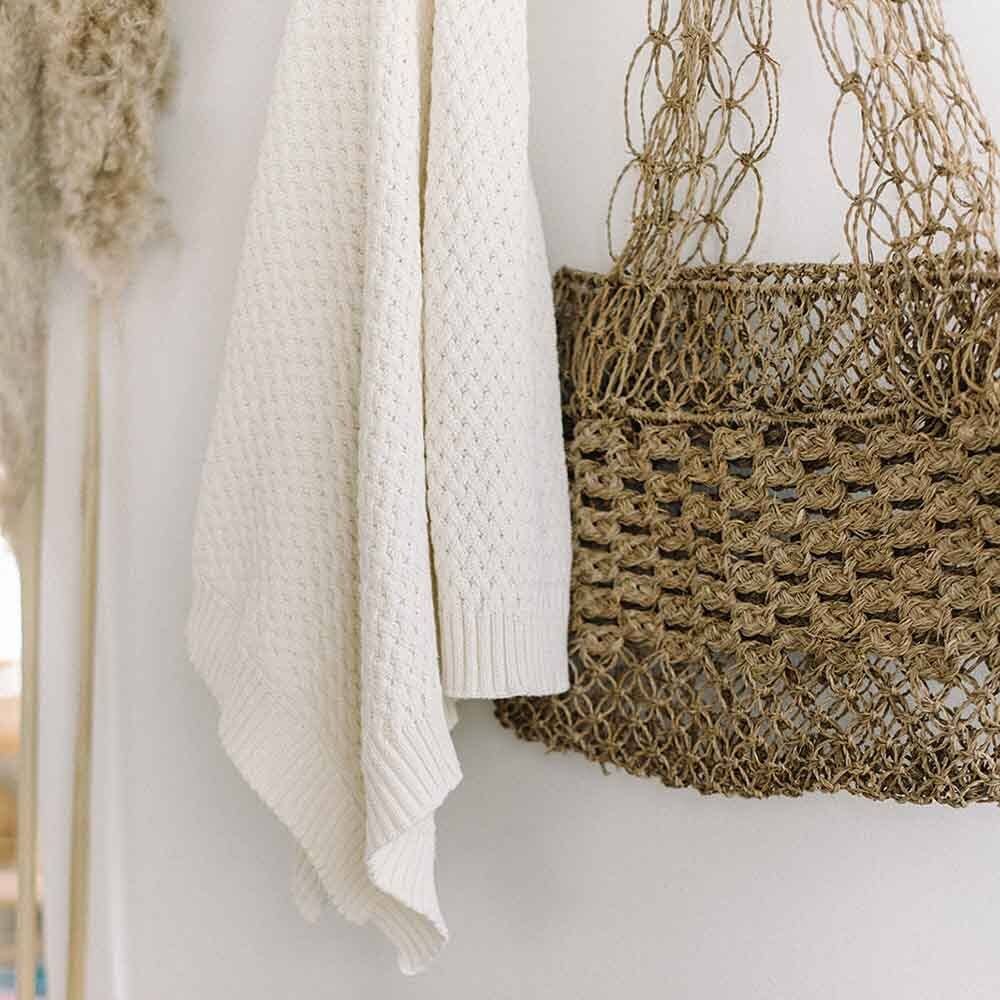 Diamond Knit Organic Cotton Baby Blanket Cream Adoreu Baby Shop Launceston Tasmania Snuggle Hunny