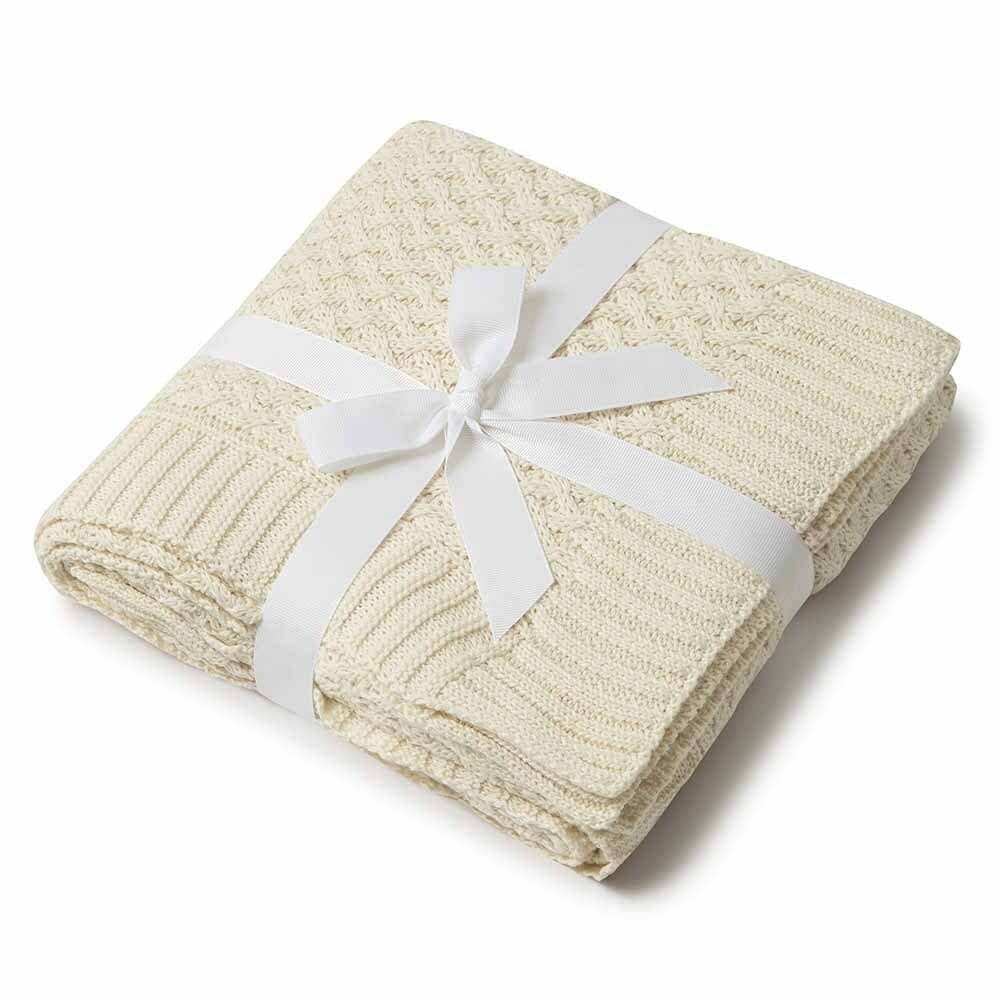 Diamond Knit Organic Cotton Baby Blanket Cream Adoreu Baby Shop Launceston Tasmania Snuggle Hunny