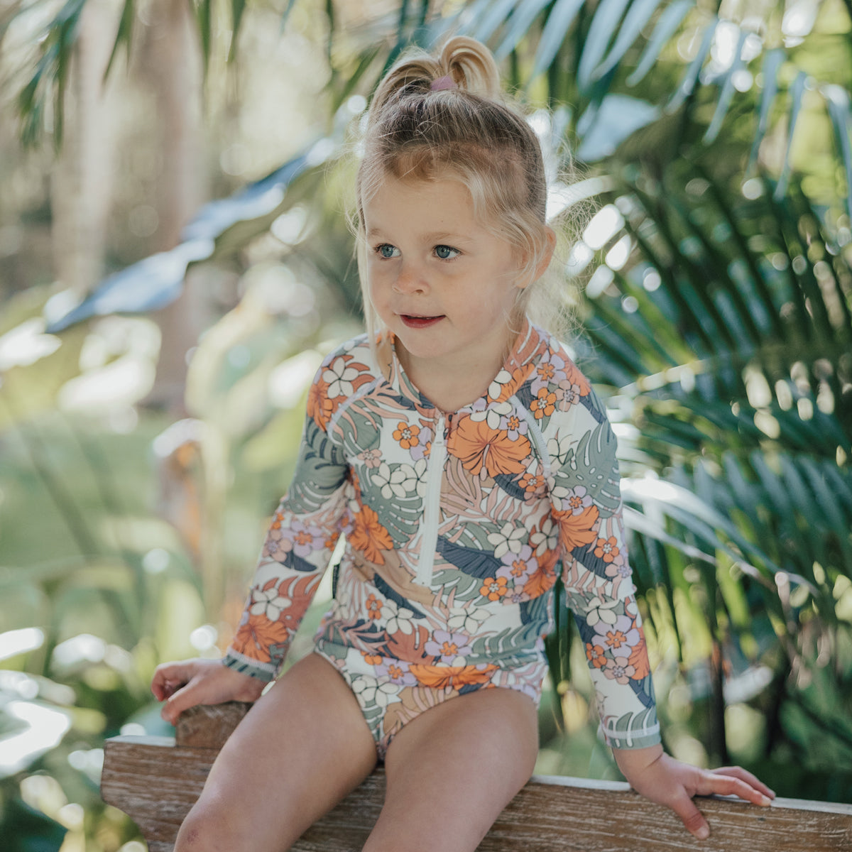 Swimsuit Long Sleeve Tropical Floral Cry Wolf