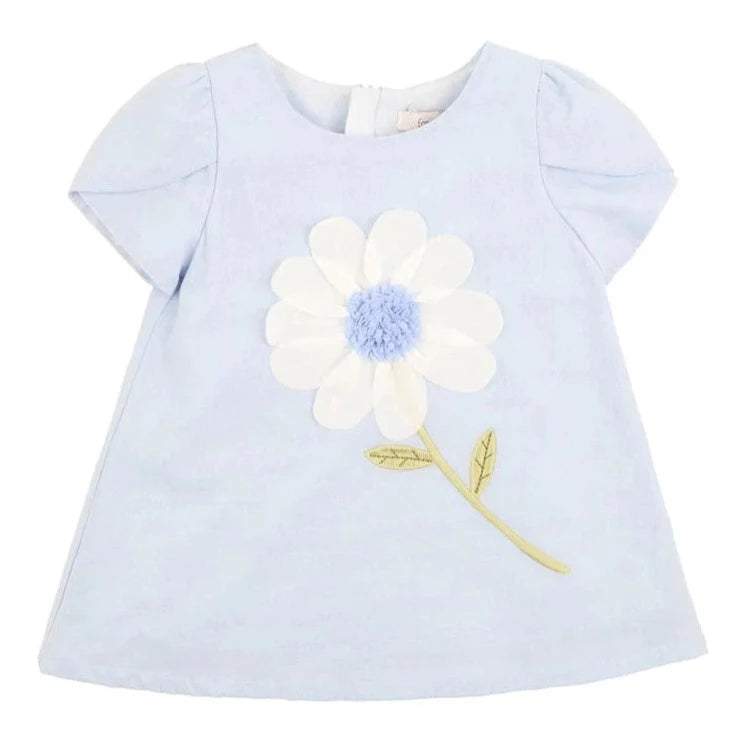 Dandelion Applique Dress Soft Blue Fox & Finch Adoreu Baby Shop Launceston Tasmania Minihaha