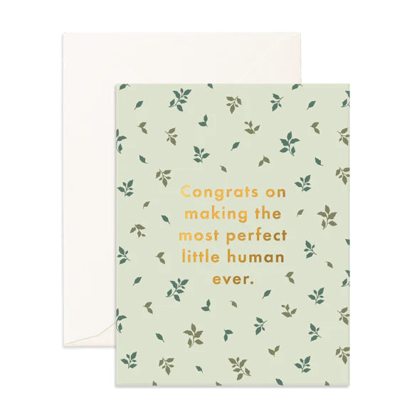 Welcome Perfecy Human Broderie Greeting Card Fox and Fallows Adoreu Baby Launceston Tasmnaia