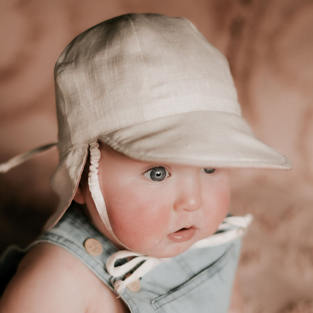 Roamer Baby Revesible Teddy Flap Sun Hat Rosa/Flax Adoreu Baby Shop Launceston Tasmania Bedhead Hats