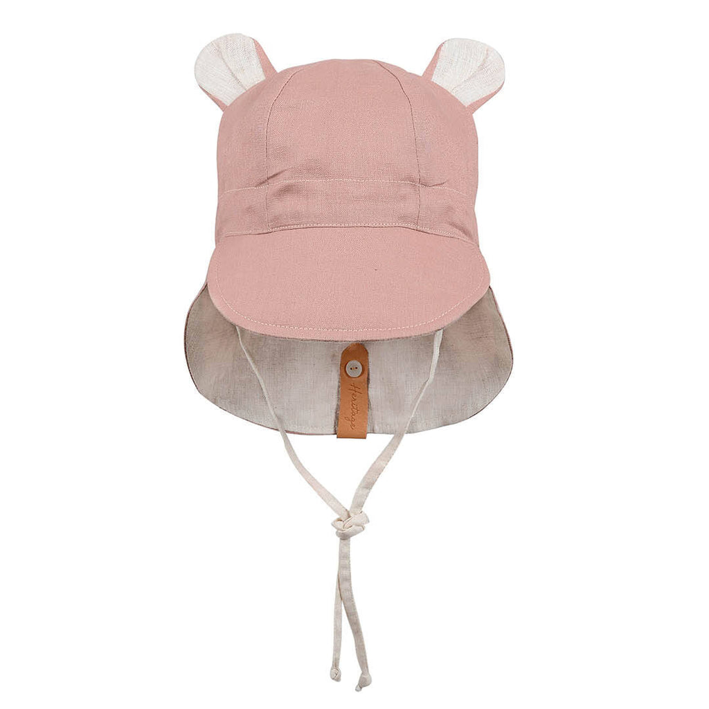 Roamer Baby Revesible Teddy Flap Sun Hat Rosa/Flax Adoreu Baby Shop Launceston Tasmania Bedhead Hats