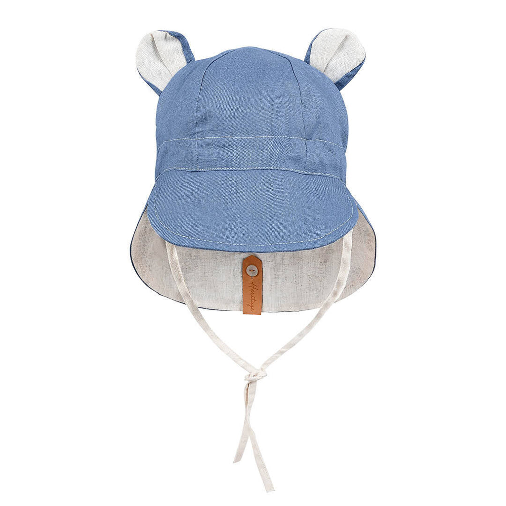 Roamer Baby Reversible teddy Flap Sun Hat Steele/Flax Adoreu Baby Shop Launceston Tasmania Bedhead Hats
