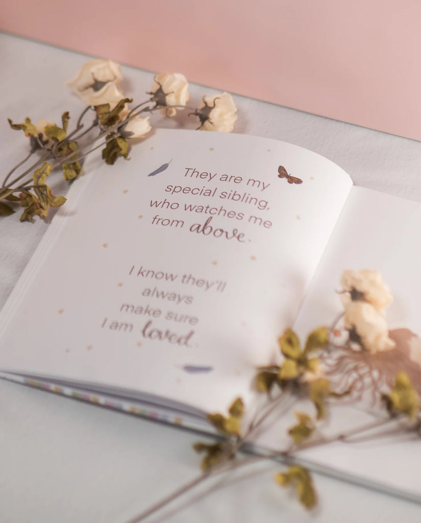 My Sibling above angel baby memorial book Adoreu Baby shop Launceston Tasmania