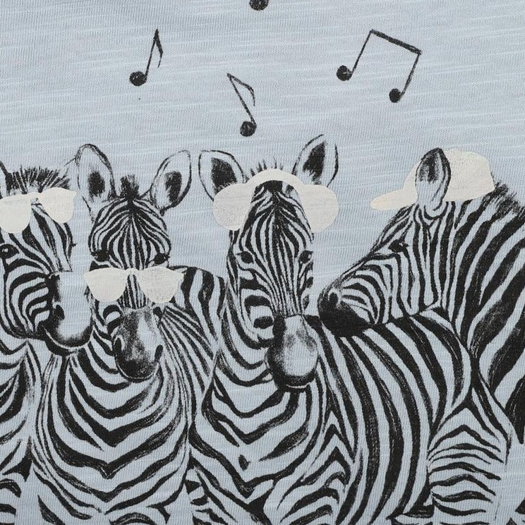 Zebra Party Tee Soft Blue Fox and Finch Adoreu Baby Shop Launceston Tasmania