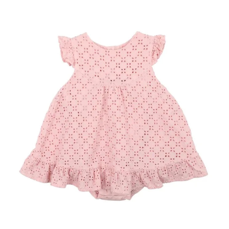 Peggy Embroidery Overlay Dress Shell Pink Fox and Finch Adoreu Baby Shop Launceston Tasmania Minihaha