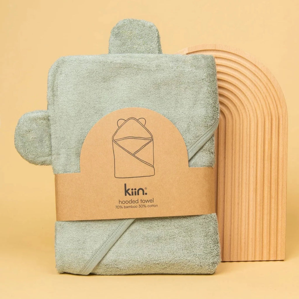 Hooded Bamboo Towel Sage Kiin Baby Adoreu Baby Shop Launceston Tasmania