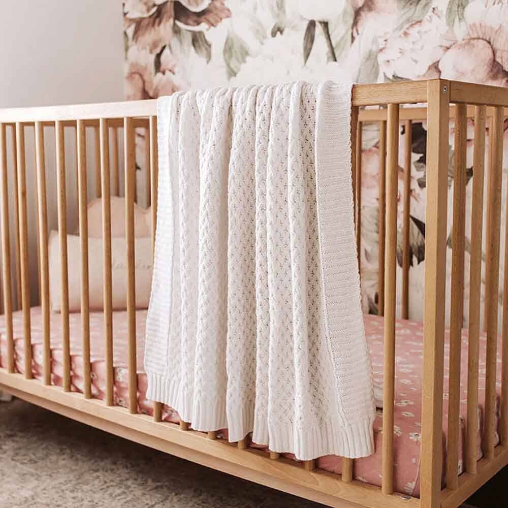 Diamon Knit Organic Cotton Baby Blanket White Adoreu Baby Launceston Tasmania Snuggle Hunny