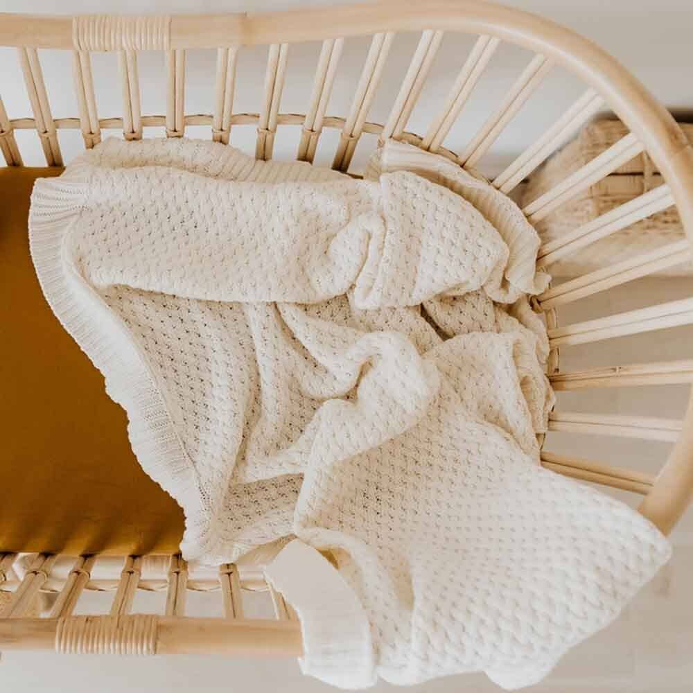 Diamond Knit Organic Cotton Baby Blanket Cream Adoreu Baby Shop Launceston Tasmania Snuggle Hunny