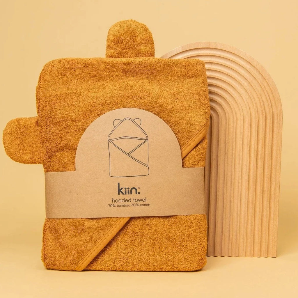 Hooded Bamboo Towel Caramel Kiin Baby Adoreu baby Shop Launceston Tasmania