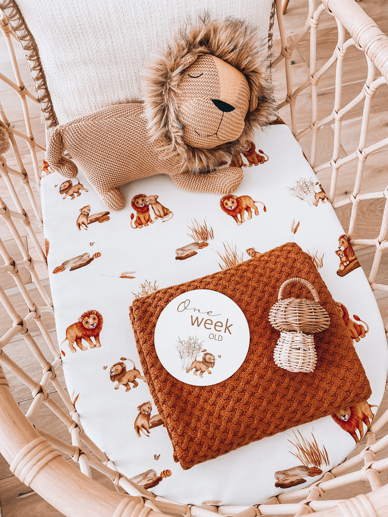 Lion Baby Bassinet Sheet Change Table Cover Adoreu Baby Shop Launceston Tasmania Snuggle Hunny