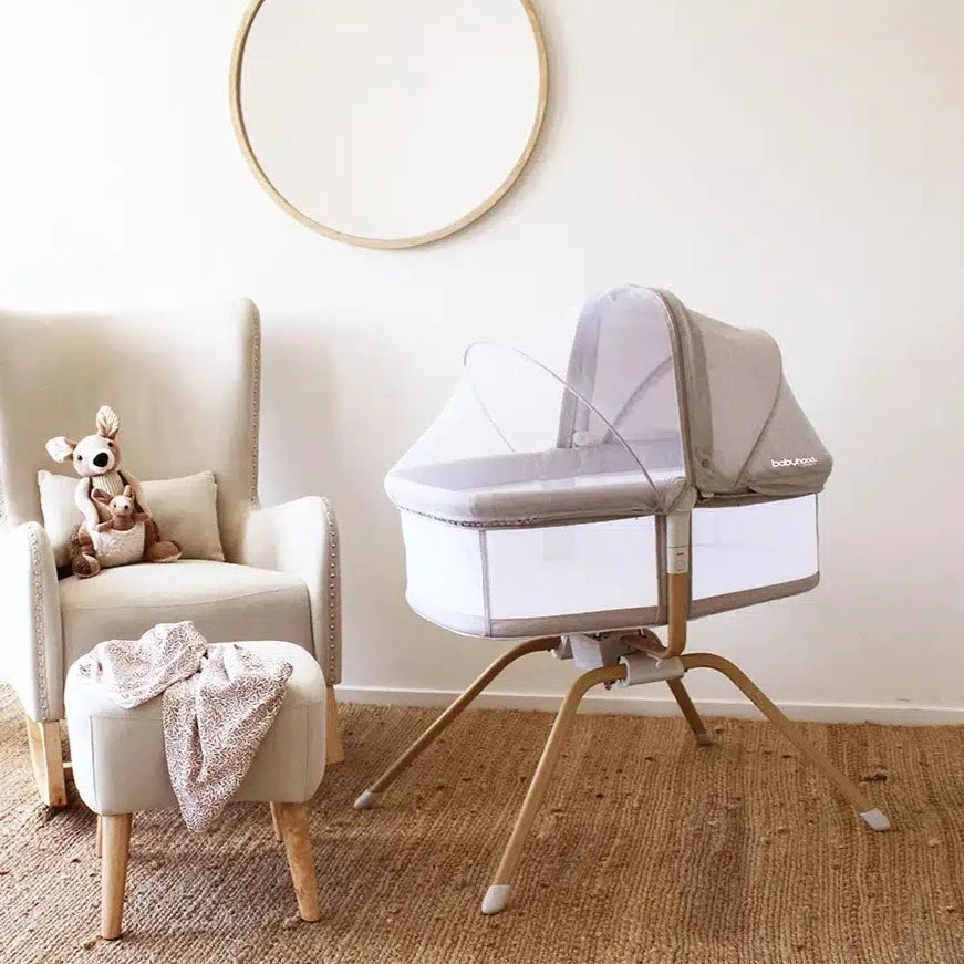 Rocking Travel Bassinet Light Grey adoreu baby Launceston