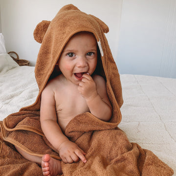 Hooded Bamboo Towel Caramel Kiin Baby Adoreu baby Shop Launceston Tasmania